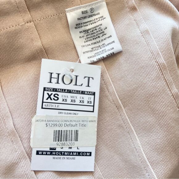 HOLT  Jatoria Bandage Gown in Nude with White Embroidery Size XS - Picture 7 of 7